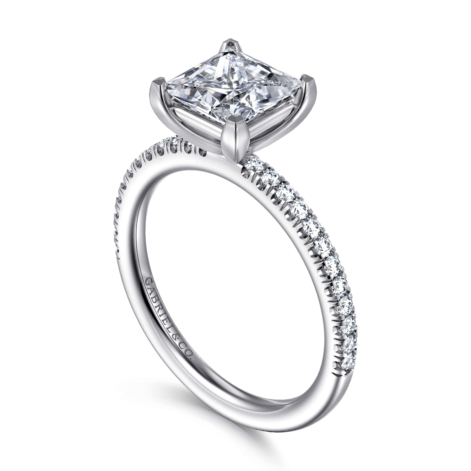 Evelyn - 14K White Gold Princess Cut Diamond Engagement Ring - 0.18 ct - Shot 3