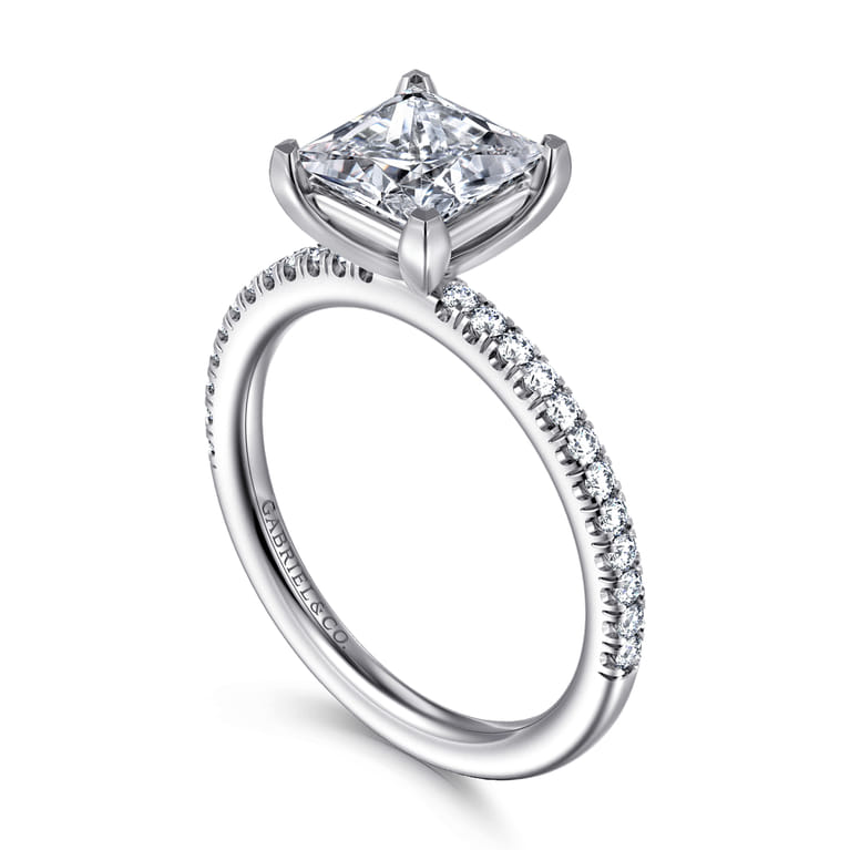 Evelyn - 14K White Gold Princess Cut Diamond Engagement Ring - 0.18 ct - Shot 3