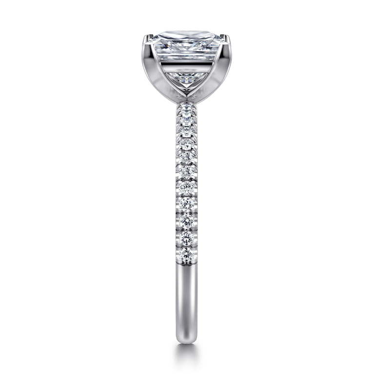 Evelyn - 14K White Gold Princess Cut Diamond Engagement Ring - 0.18 ct - Shot 4