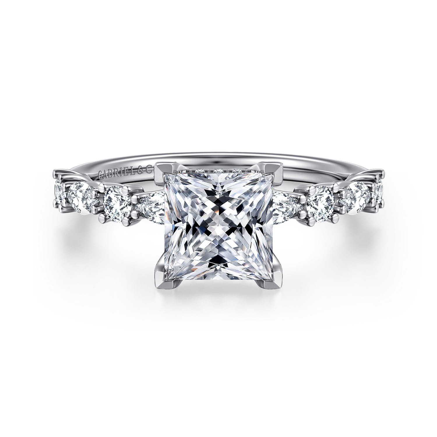 Juliet - 14K White Gold Princess Cut Diamond Engagement Ring - 0.47 ct - Shot 1