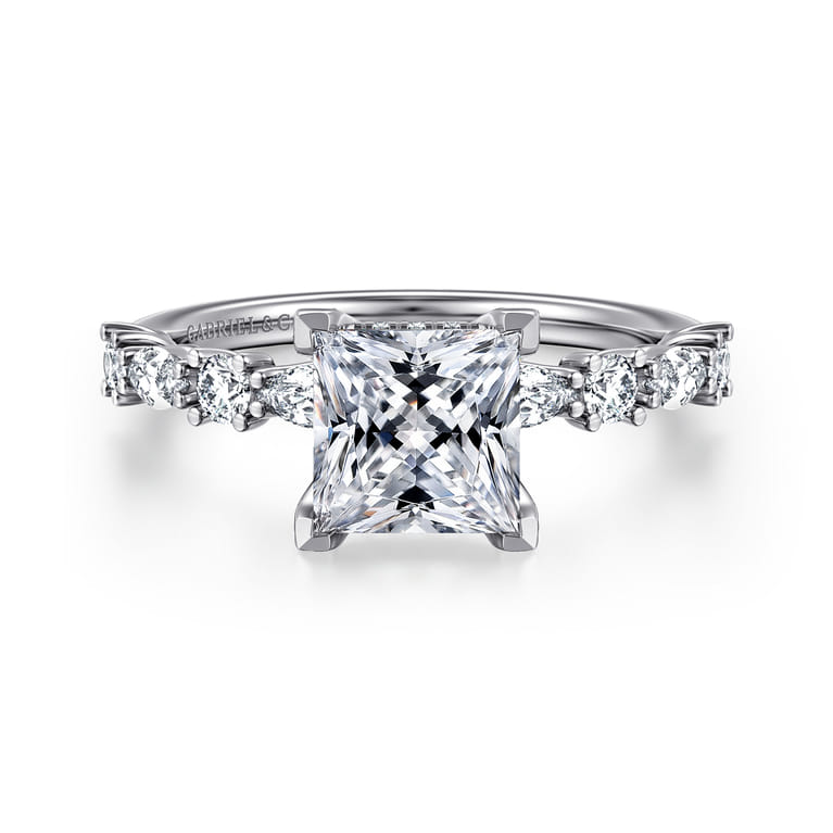 Juliet - 14K White Gold Princess Cut Diamond Engagement Ring - 0.47 ct - Shot 1