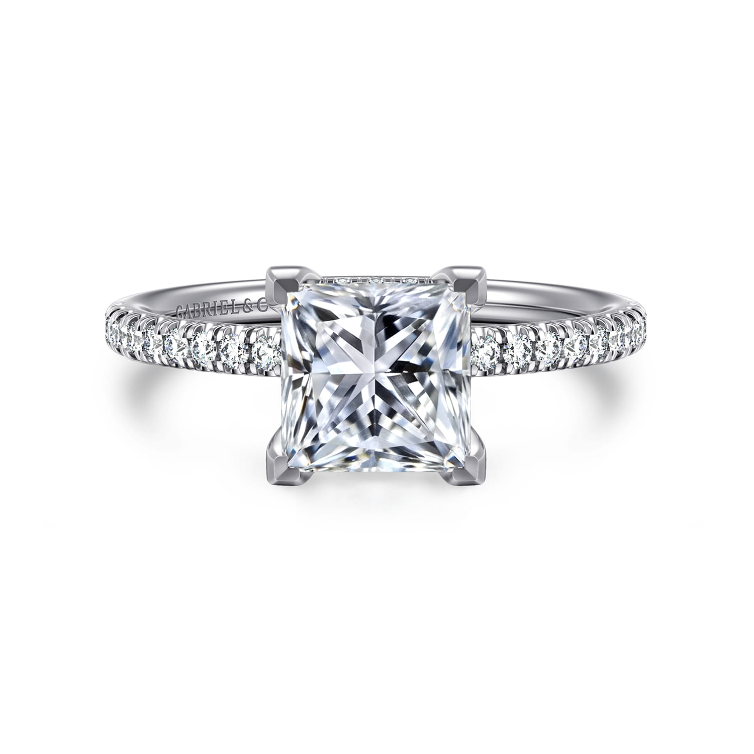 Stasia - 14K White Gold Princess Cut Diamond Engagement Ring - 0.22 ct - Shot 1