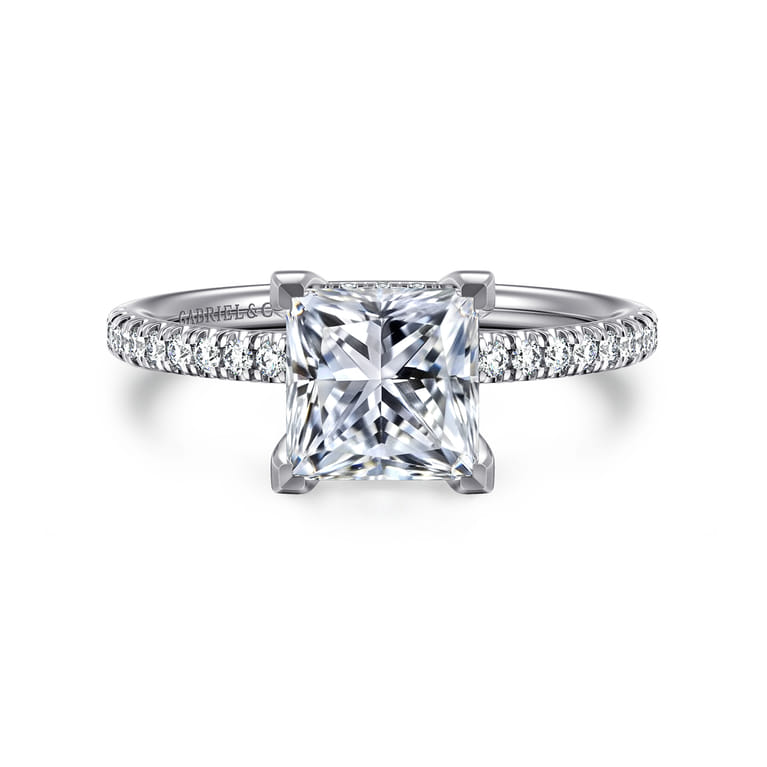 Stasia - 14K White Gold Princess Cut Diamond Engagement Ring - 0.22 ct - Shot 1