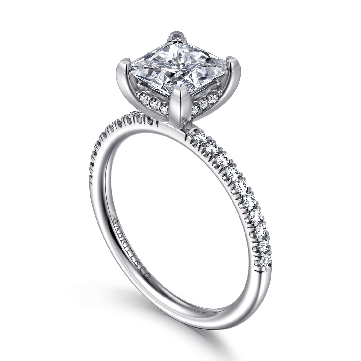 Stasia - 14K White Gold Princess Cut Diamond Engagement Ring - 0.22 ct - Shot 3