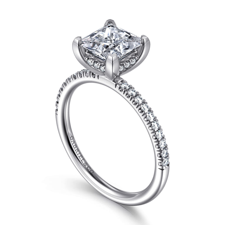 Stasia - 14K White Gold Princess Cut Diamond Engagement Ring - 0.22 ct - Shot 3