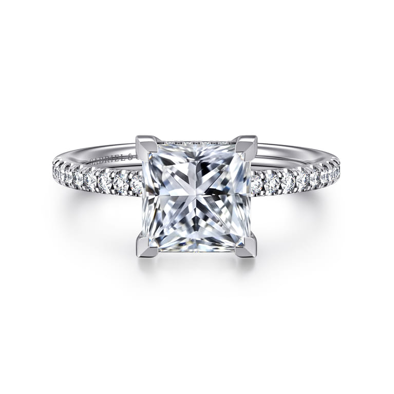 Stasia - 14K White Gold Princess Cut Diamond Engagement Ring - 0.23 ct - Shot 1