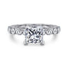 Silvey - 14K White Gold Princess Cut Single Prong Diamond Engagement Ring - 0.7 ct
