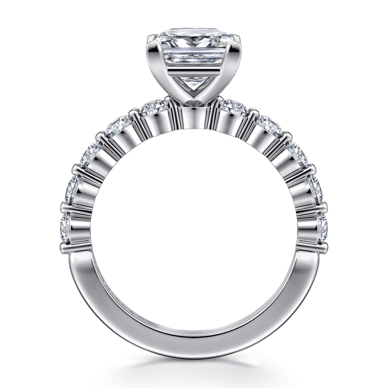 Silvey - 14K White Gold Princess Cut Single Prong Diamond Engagement Ring - 0.7 ct - Shot 2