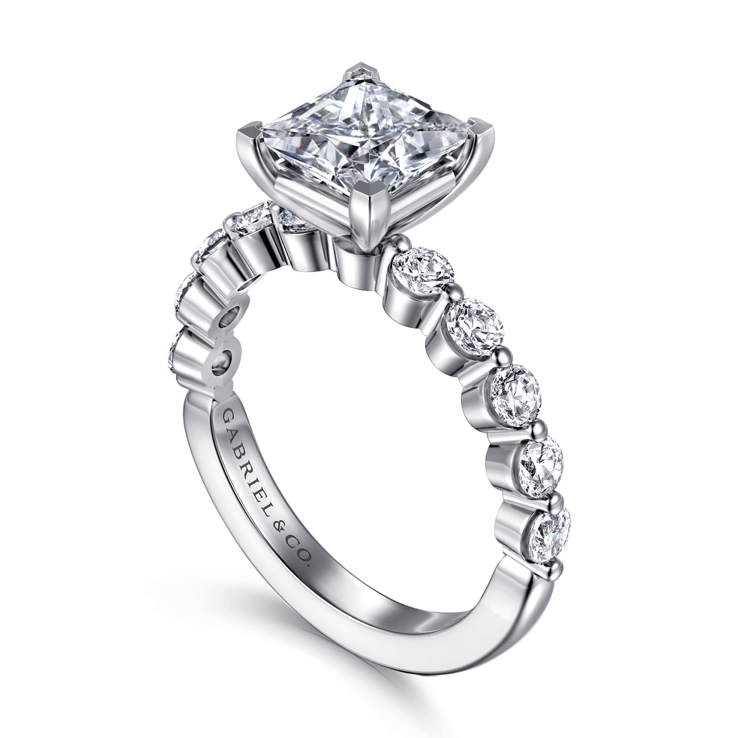 Silvey - 14K White Gold Princess Cut Single Prong Diamond Engagement Ring - 0.7 ct - Shot 3