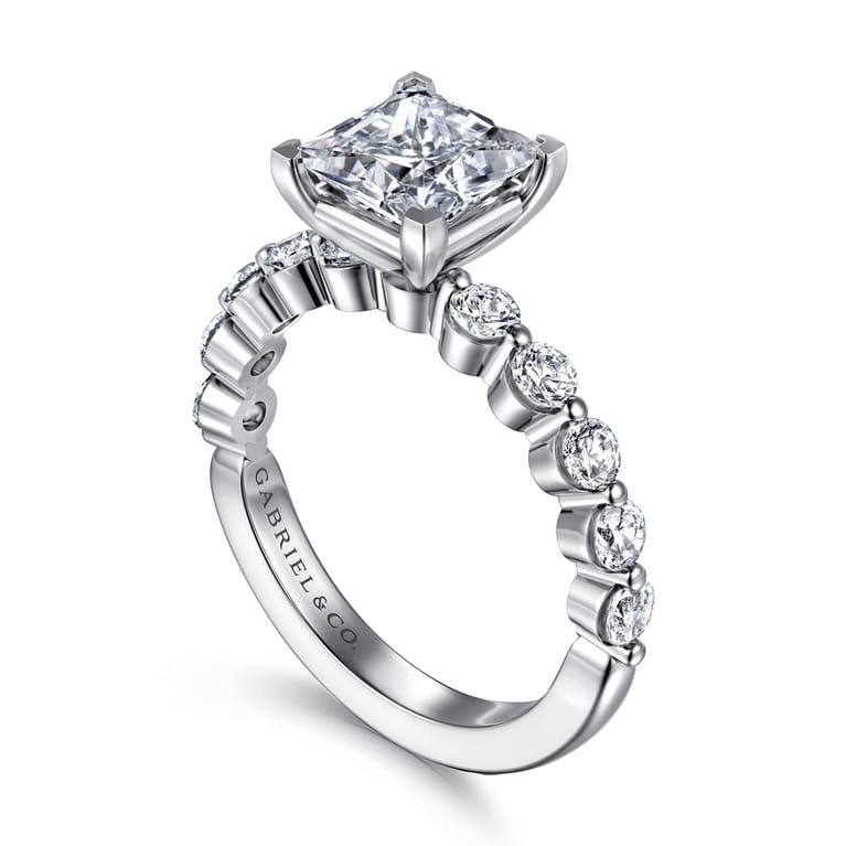 Silvey - 14K White Gold Princess Cut Single Prong Diamond Engagement Ring - 0.7 ct - Shot 3