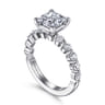 Silvey - 14K White Gold Princess Cut Single Prong Diamond Engagement Ring - 0.7 ct