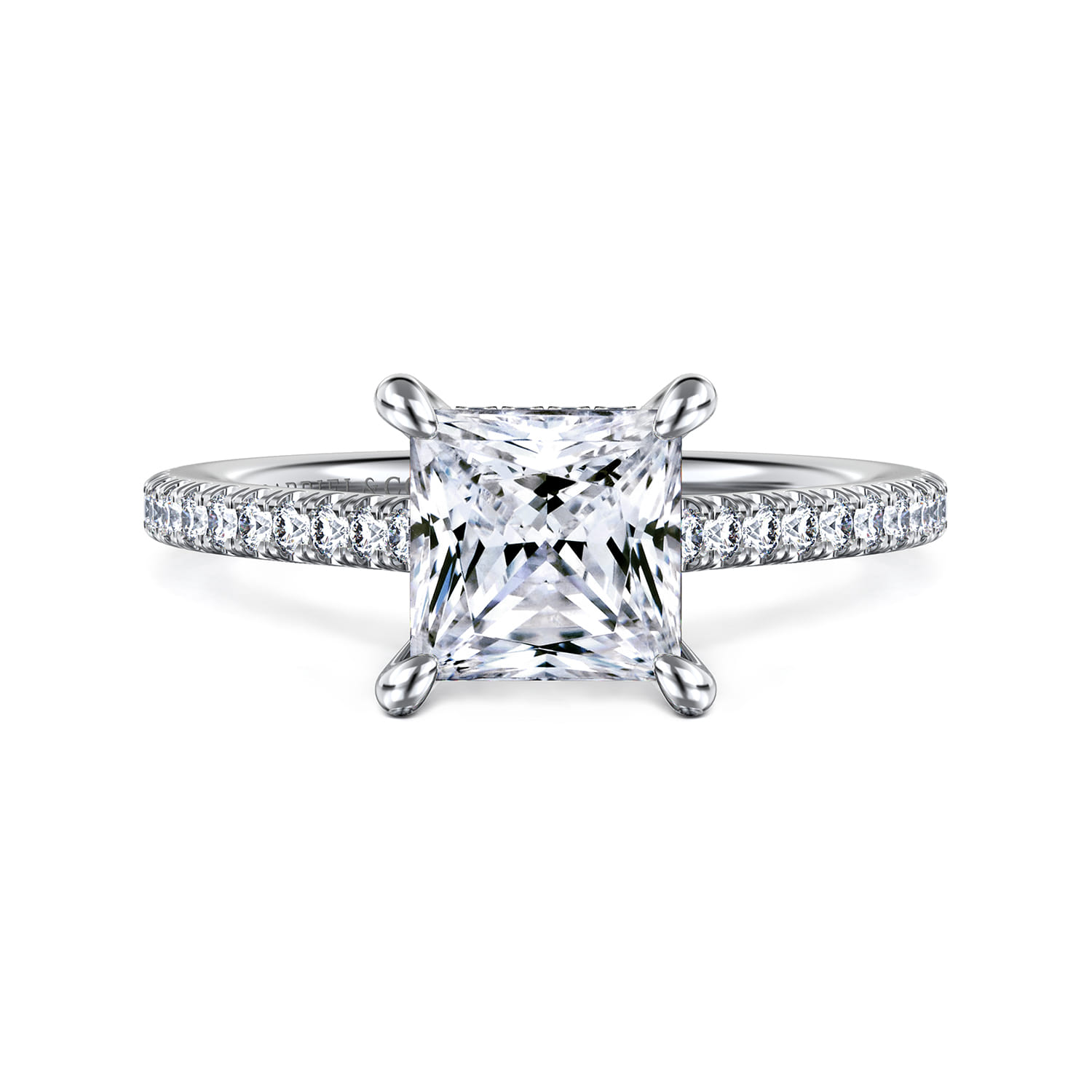 Aline - 14K White Gold Princess Cut Diamond Engagement Ring - 0.3 ct - Shot 1