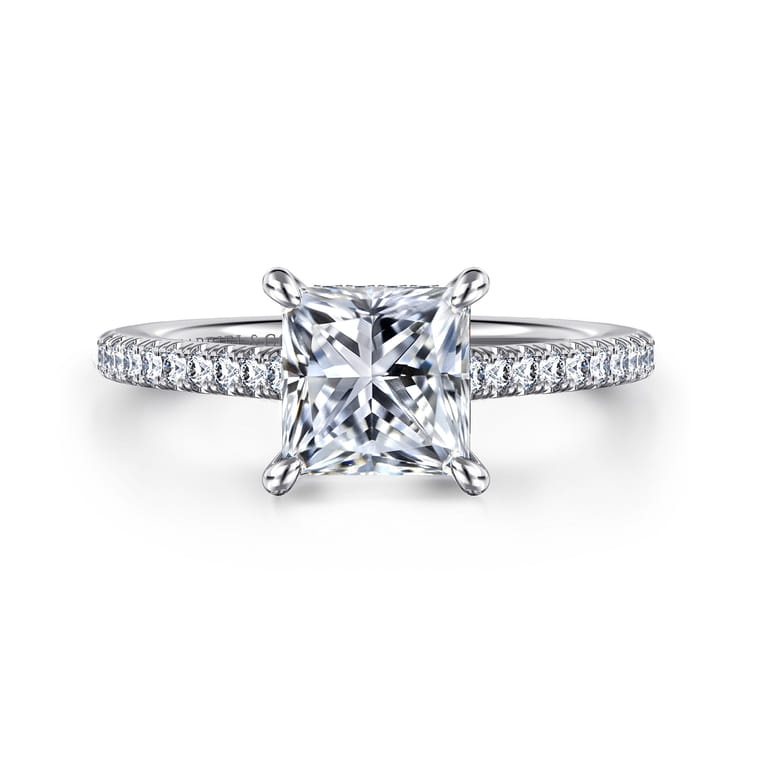 Aline - 14K White Gold Princess Cut Diamond Engagement Ring - 0.3 ct - Shot 1