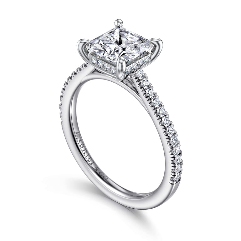 Aline - 14K White Gold Princess Cut Diamond Engagement Ring - 0.3 ct - Shot 3
