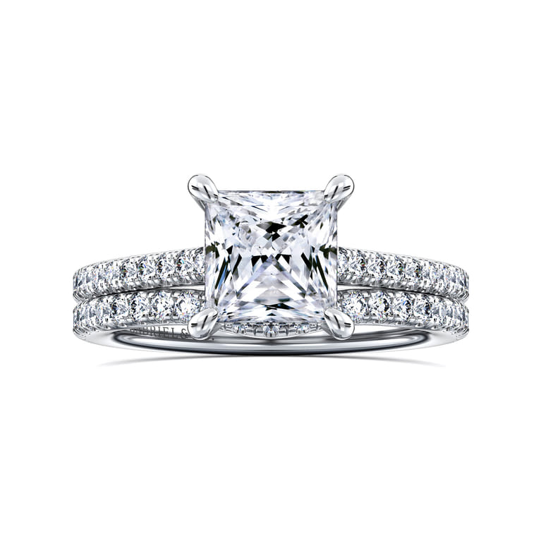 Aline - 14K White Gold Princess Cut Diamond Engagement Ring - 0.3 ct - Shot 4