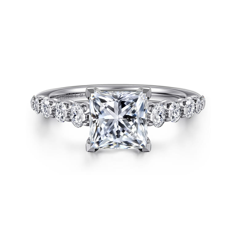 Emberlie - 14K White Gold Princess Cut Diamond Engagement Ring - 0.5 ct - Shot 1