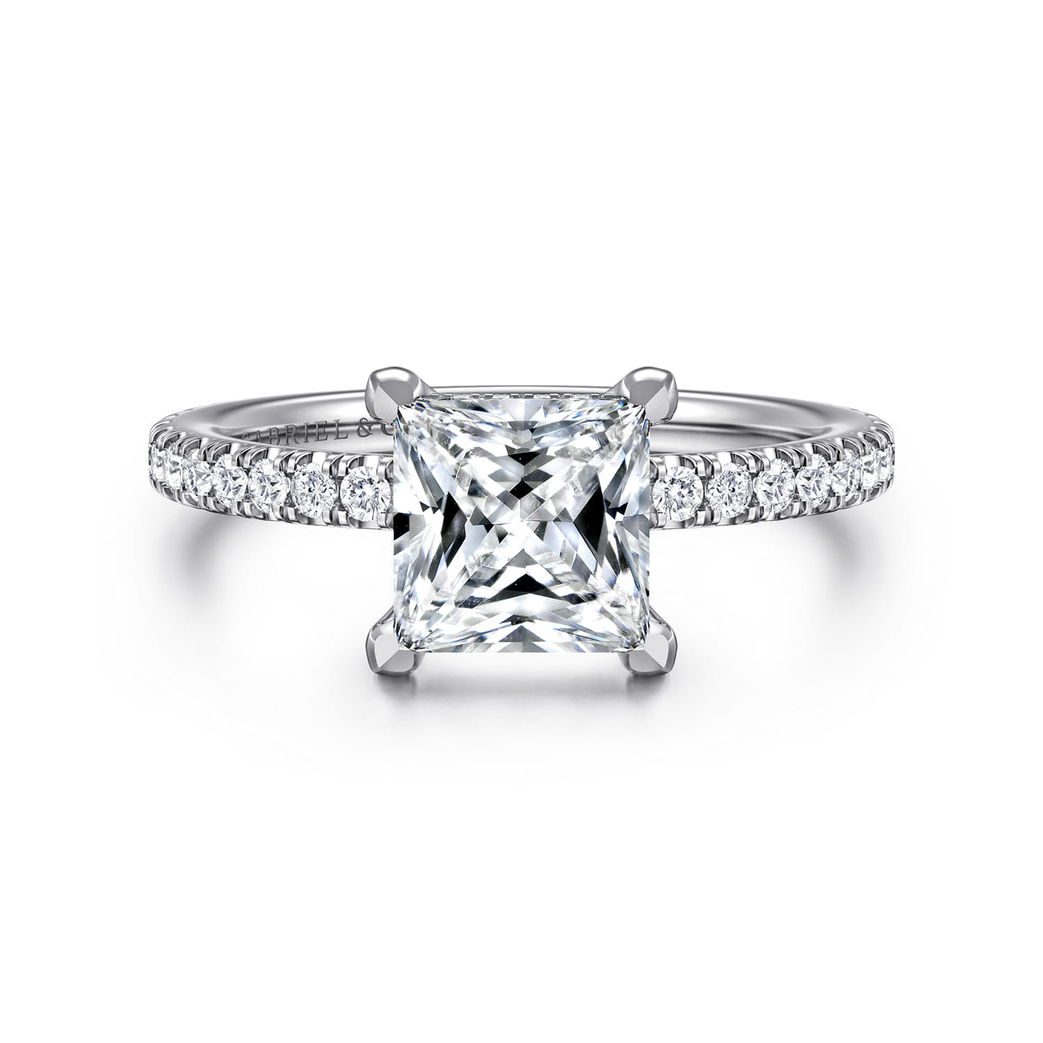 Alisa - 14K White Gold Princess Cut Diamond Engagement Ring - 0.5 ct - Shot 1