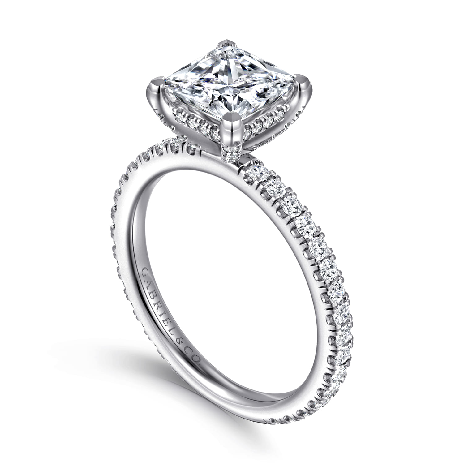 Alisa - 14K White Gold Princess Cut Diamond Engagement Ring - 0.5 ct - Shot 3