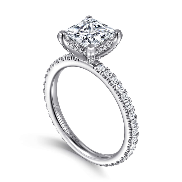 Alisa - 14K White Gold Princess Cut Diamond Engagement Ring - 0.5 ct - Shot 3