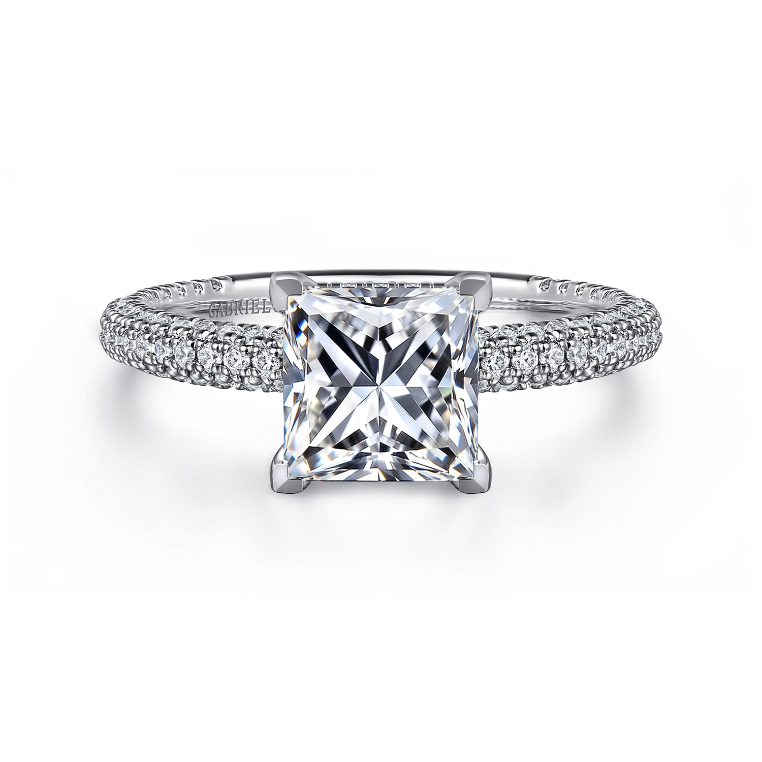 Alinna - 14K White Gold Princess Cut Diamond Engagement Ring - 0.65 ct - Shot 1