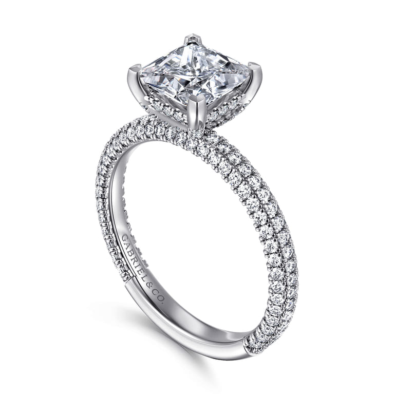 Alinna - 14K White Gold Princess Cut Diamond Engagement Ring - 0.65 ct - Shot 3