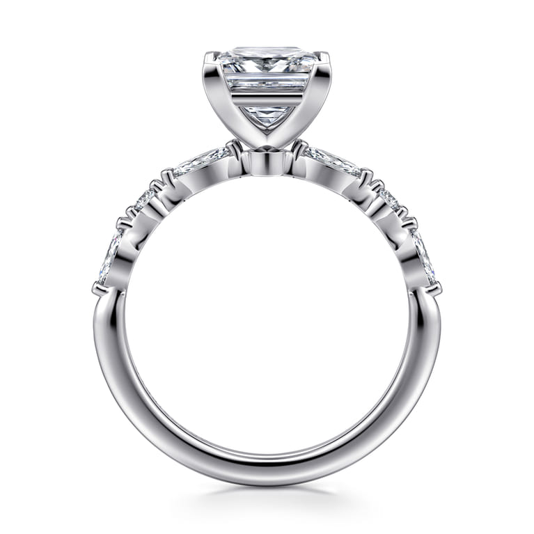 Perry - 14K White Gold Princess Cut Diamond Engagement Ring - 0.3 ct - Shot 2