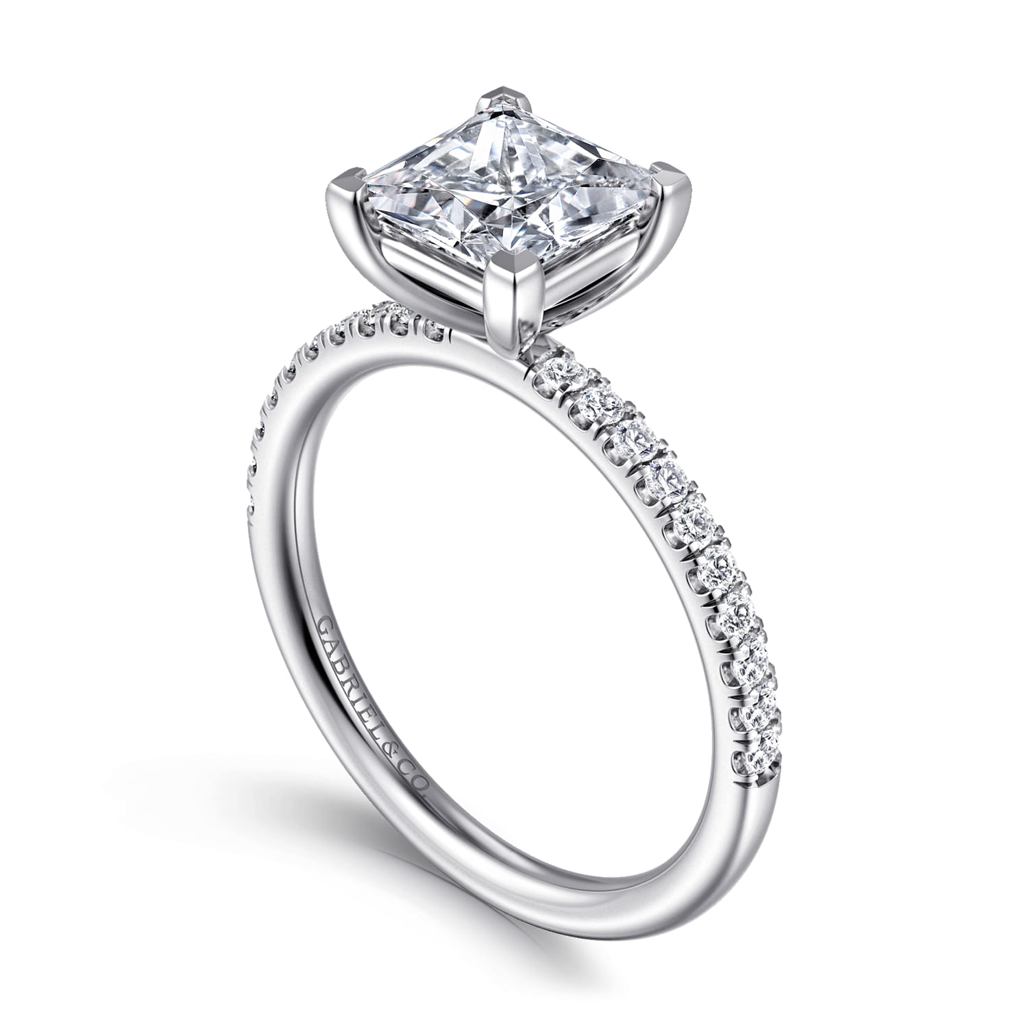 Twain - 14K White Gold Princess Cut Diamond Engagement Ring - 0.2 ct - Shot 3