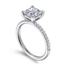 Twain - 14K White Gold Princess Cut Diamond Engagement Ring - 0.2 ct