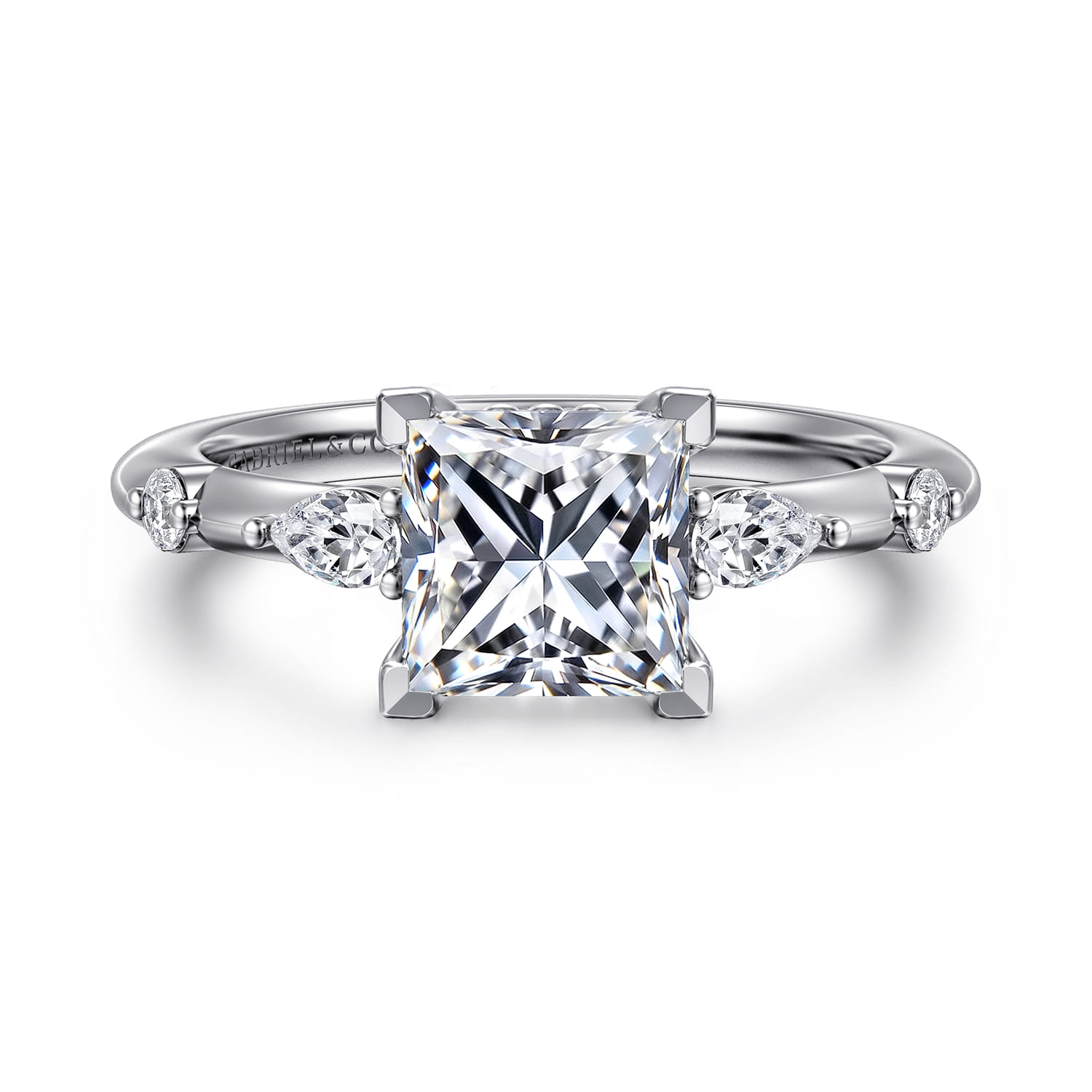 Carinna - 14K White Gold Princess Cut Diamond Engagement Ring - 0.23 ct - Shot 1