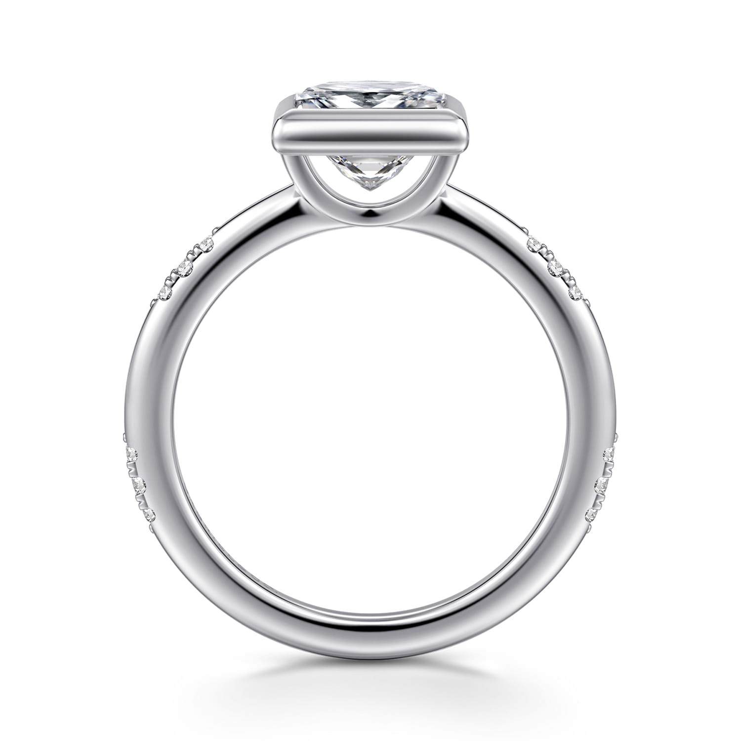 Aspen - 14K White Gold Bezel Set Princess Cut Diamond Engagement Ring - 0.09 ct - Shot 2