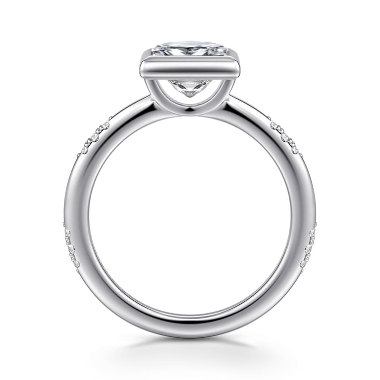 Aspen - 14K White Gold Bezel Set Princess Cut Diamond Engagement Ring - 0.09 ct - Shot 2