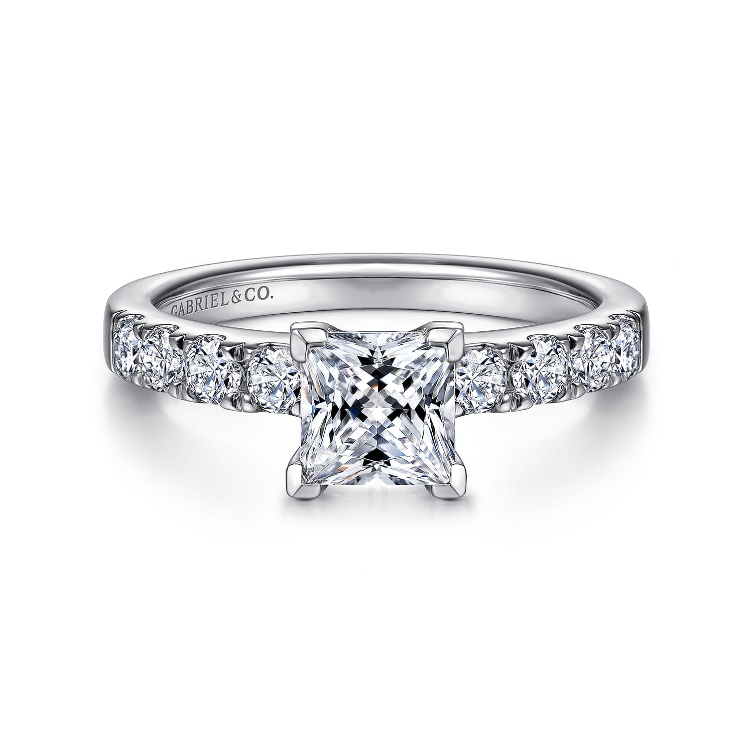 Wyatt - 14K White Gold Princess Cut Diamond Engagement Ring - 0.38 ct - Shot 1