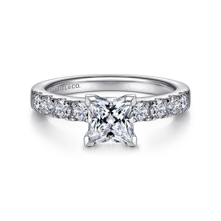 Wyatt - 14K White Gold Princess Cut Diamond Engagement Ring - 0.38 ct - Shot 1