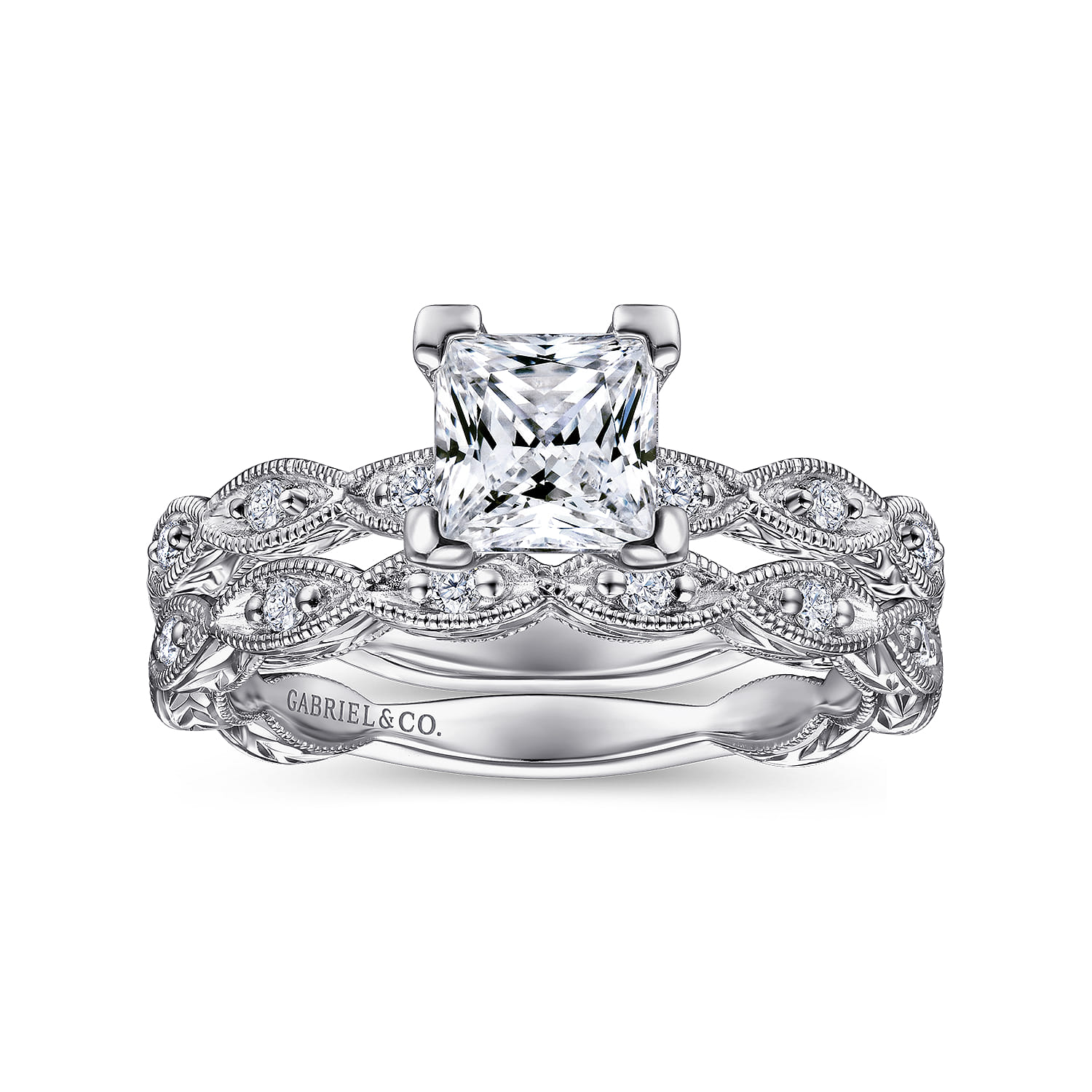 Sadie - 14K White Gold Princess Cut Diamond Engagement Ring - 0.12 ct - Shot 4