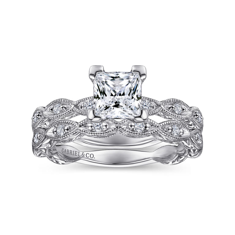 Sadie - 14K White Gold Princess Cut Diamond Engagement Ring - 0.12 ct - Shot 4