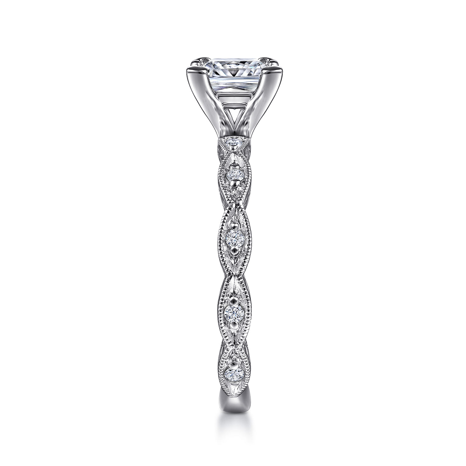 Sadie - 14K White Gold Princess Cut Diamond Engagement Ring - 0.12 ct - Shot 5