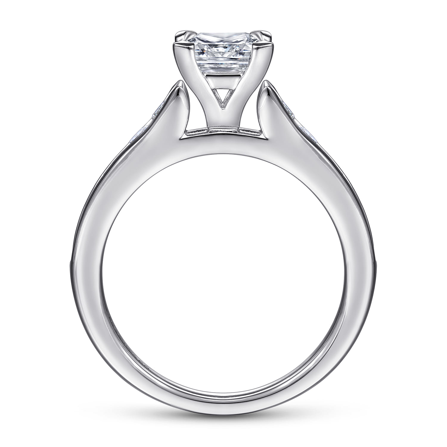 Nicola - 14K White Gold Princess Cut Diamond Channel Set Engagement Ring - 0.46 ct - Shot 2
