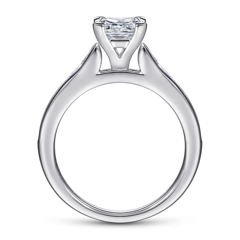 Nicola - 14K White Gold Princess Cut Diamond Channel Set Engagement Ring - 0.46 ct - Shot 2