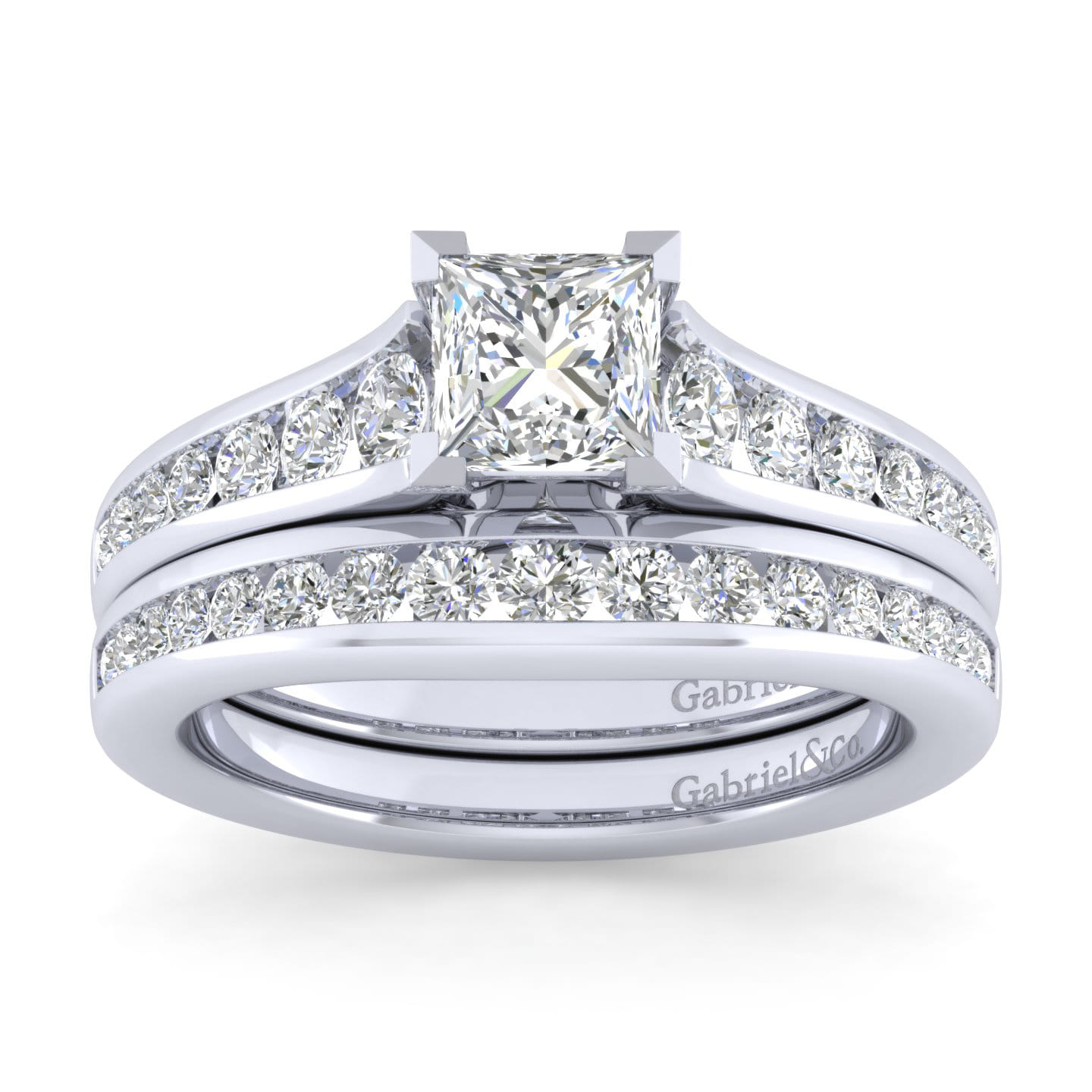 Nicola - 14K White Gold Princess Cut Diamond Channel Set Engagement Ring - 0.46 ct - Shot 4