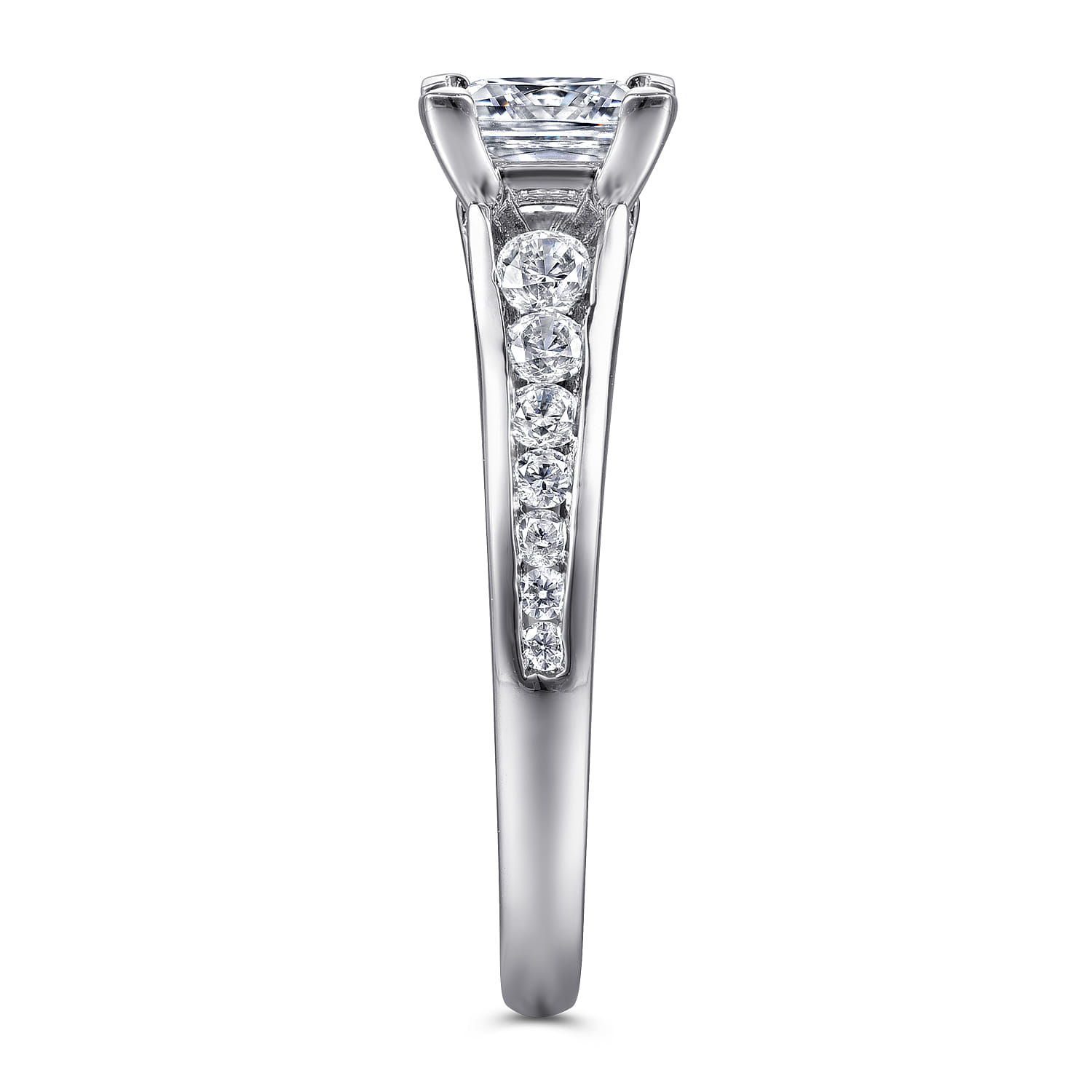 Nicola - 14K White Gold Princess Cut Diamond Channel Set Engagement Ring - 0.46 ct - Shot 5