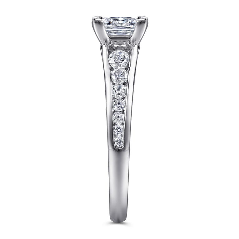 Nicola - 14K White Gold Princess Cut Diamond Channel Set Engagement Ring - 0.46 ct - Shot 5