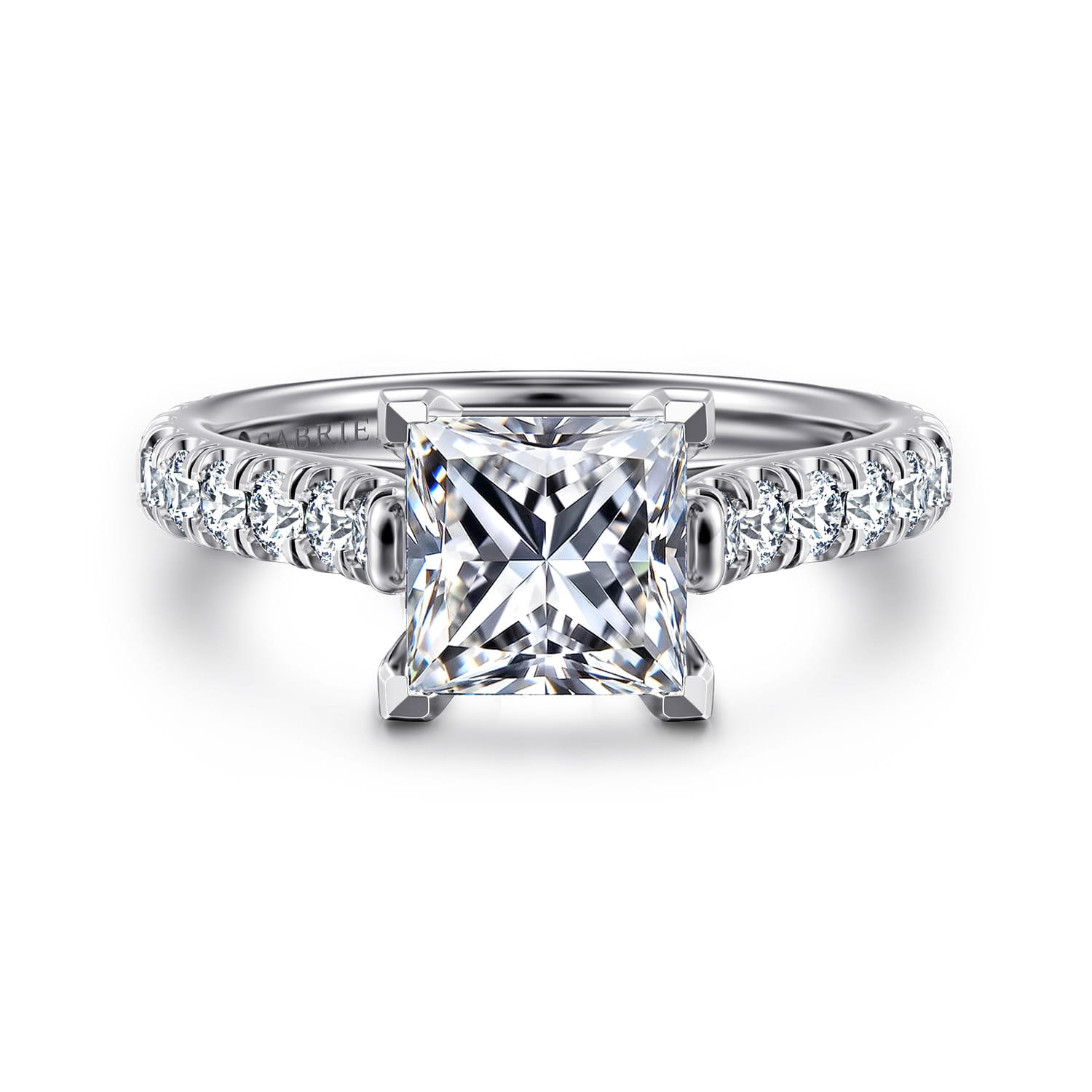 Luciole - 14K White Gold Princess Cut Diamond Engagement Ring - 0.6 ct - Shot 1