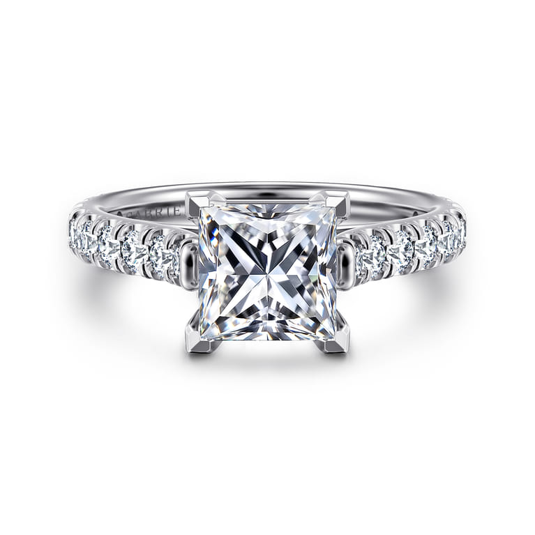 Luciole - 14K White Gold Princess Cut Diamond Engagement Ring - 0.6 ct - Shot 1