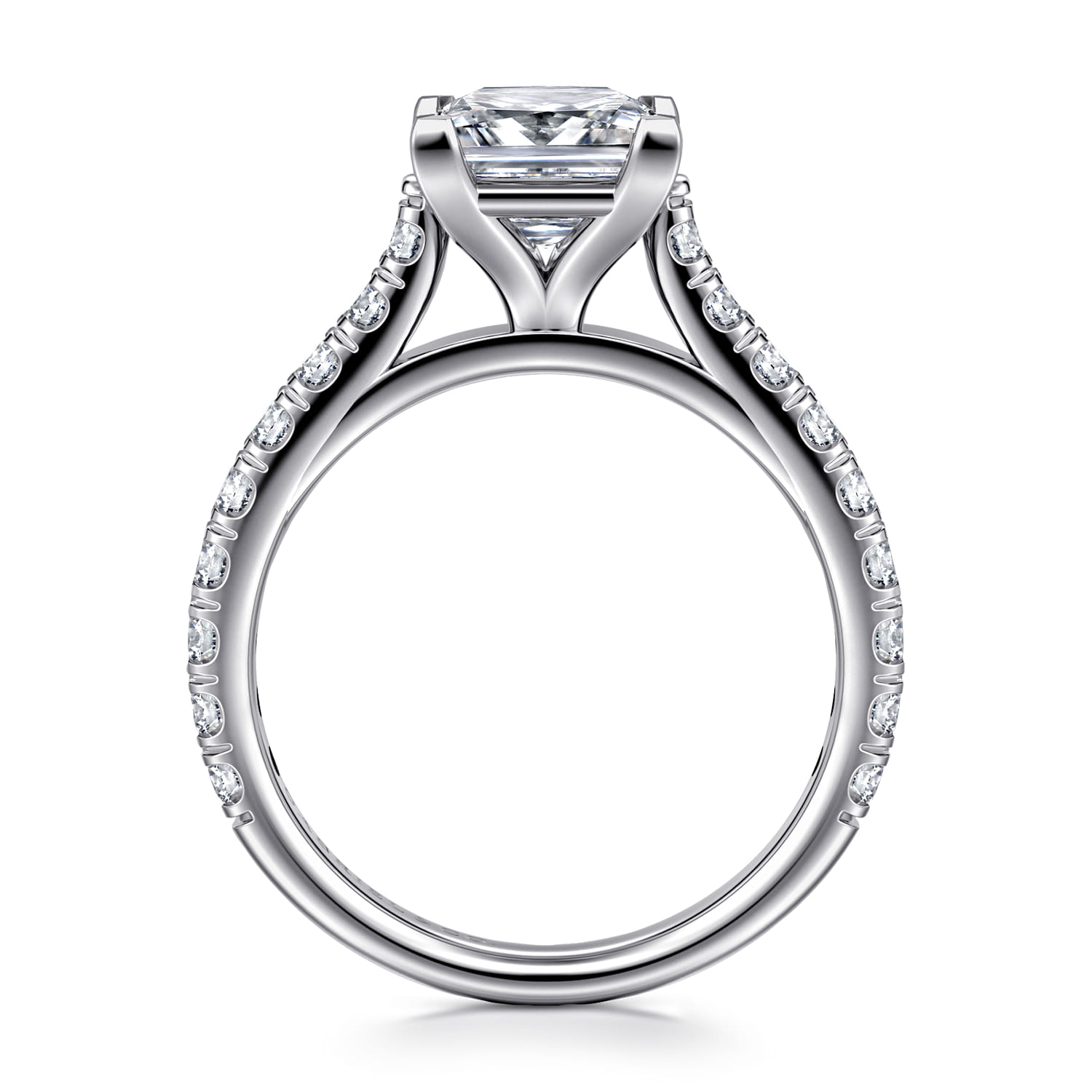 Luciole - 14K White Gold Princess Cut Diamond Engagement Ring - 0.6 ct - Shot 2