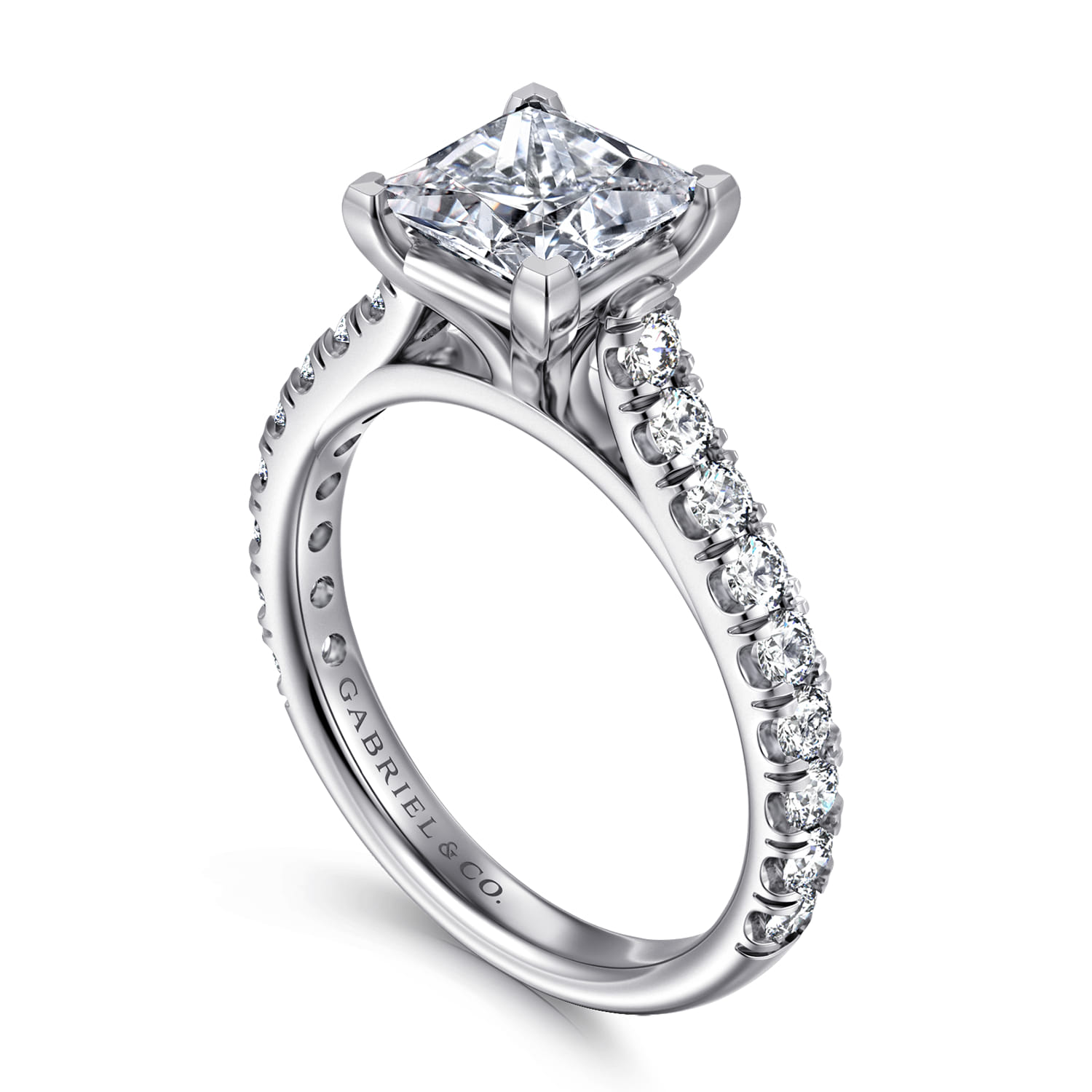 Luciole - 14K White Gold Princess Cut Diamond Engagement Ring - 0.6 ct - Shot 3