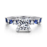 Damiana - 14K White Gold Princess Cut Sapphire and Diamond Engagement Ring - 0.3 ct