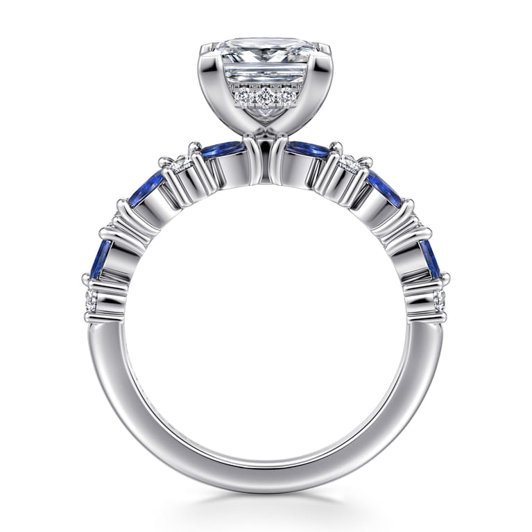 Damiana - 14K White Gold Princess Cut Sapphire and Diamond Engagement Ring - 0.3 ct - Shot 2