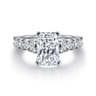 Piper - 14K White Gold Rectangular Radiant Cut Diamond Engagement Ring - 0.78 ct