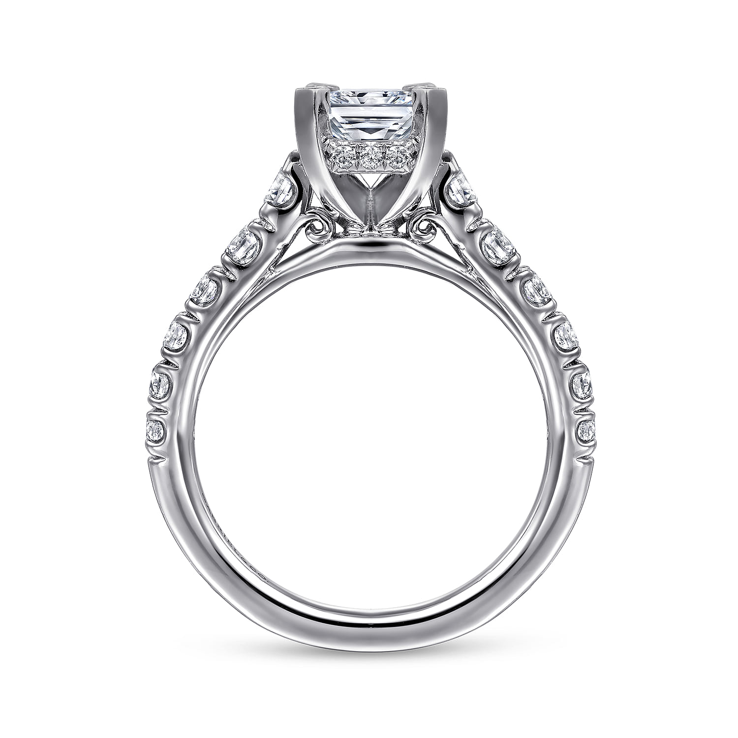 Piper - 14K White Gold Rectangular Radiant Cut Diamond Engagement Ring - 0.78 ct - Shot 2