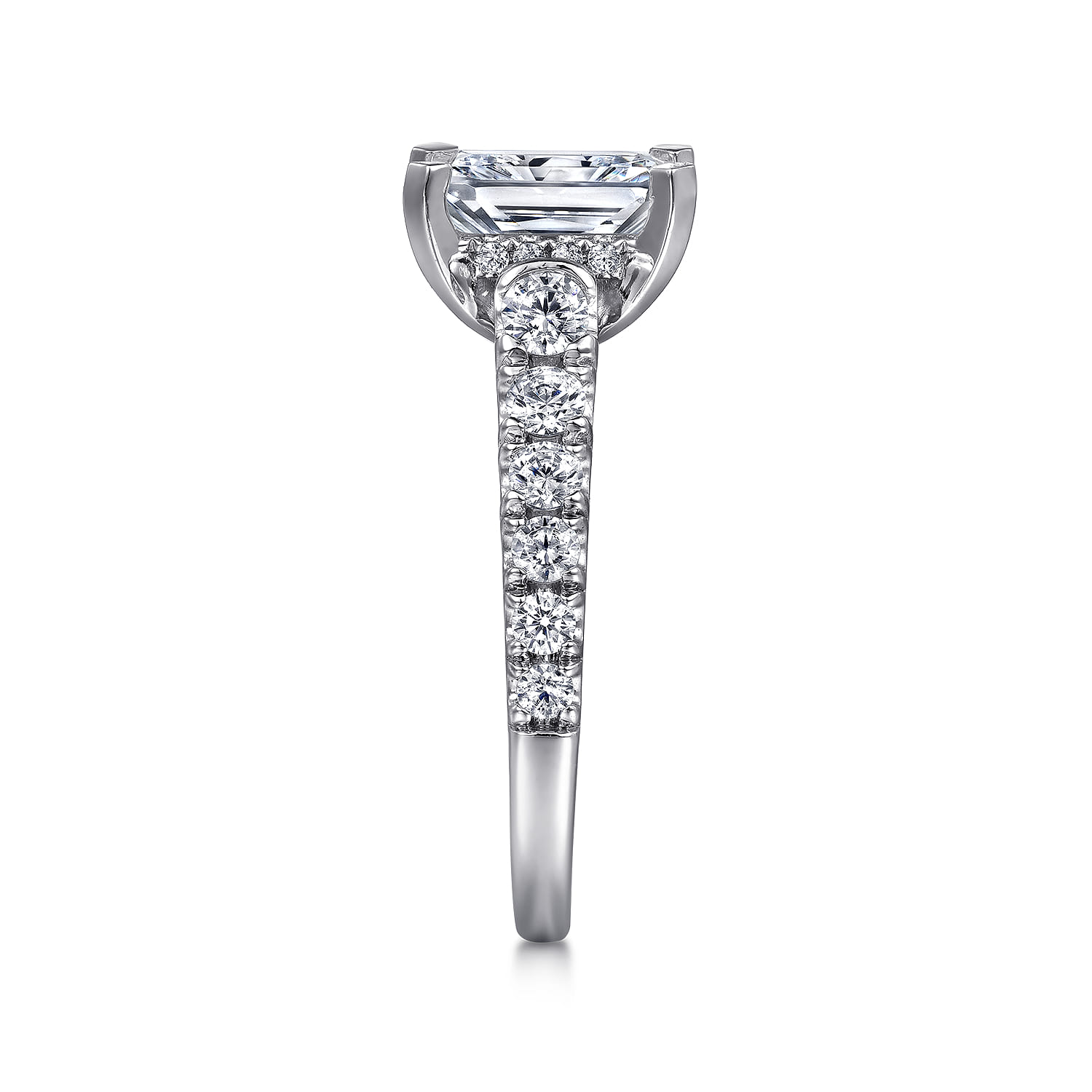 Piper - 14K White Gold Rectangular Radiant Cut Diamond Engagement Ring - 0.78 ct - Shot 5